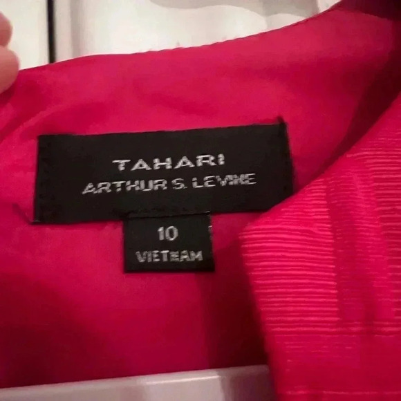 Tahari ASL Hot Pink A Line Knee Length Dress with Gold Details Size 10 worn once - Picture 3 of 5